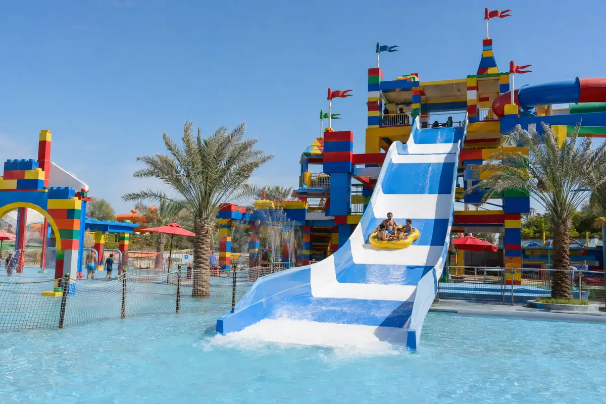 LEGOLAND Water Park Dubai family raft slide and splash pool